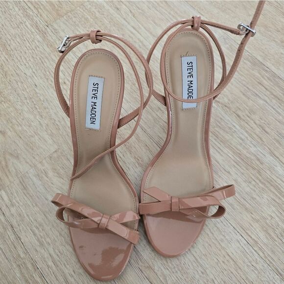 Steve Madden Bradshaw Dark Blush Patent Ankle Strap High Heel Sandals Size 9.5 - Picture 9 of 12